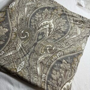 Pottery Barn King Duvet Anton Paisley Medallion Floral Gray Tan Brown Cotton